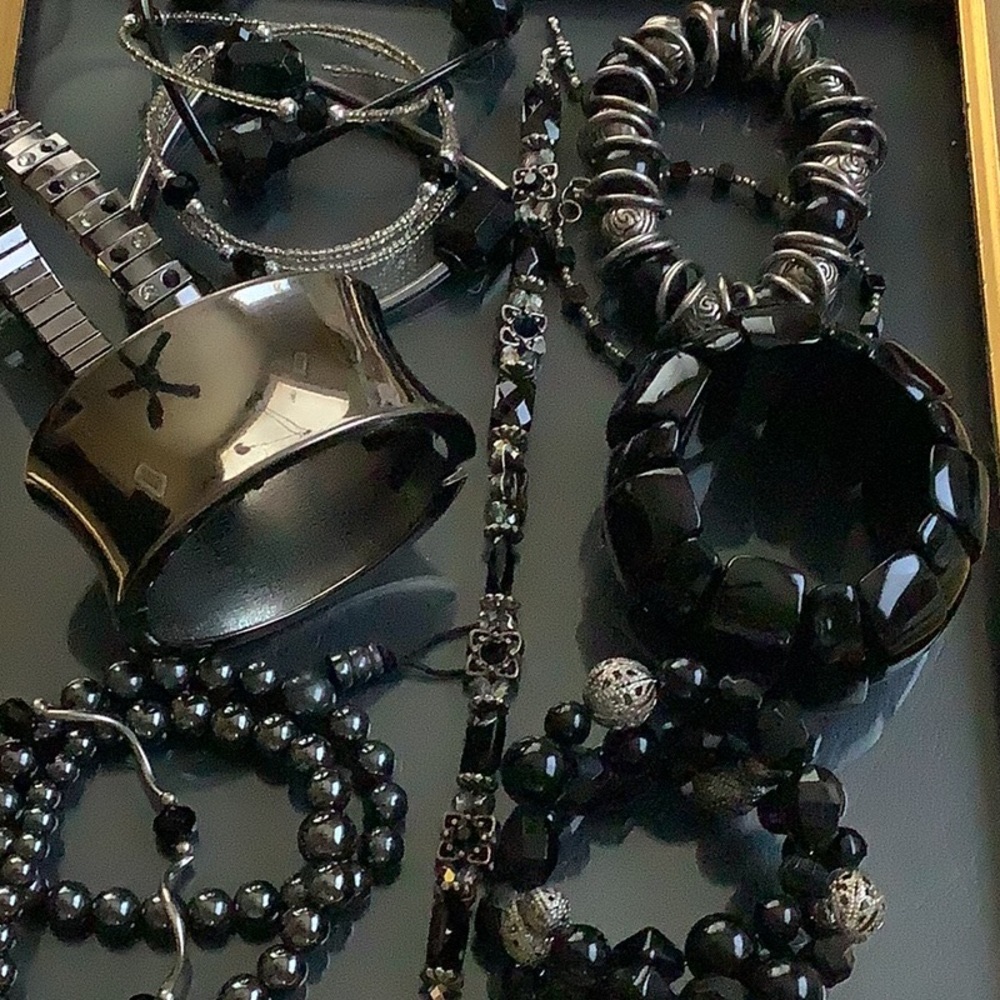 BLACK & SILVER Vintage & Modern BRACELET Lot I, See BLACK & SILVER Necklace Lot!